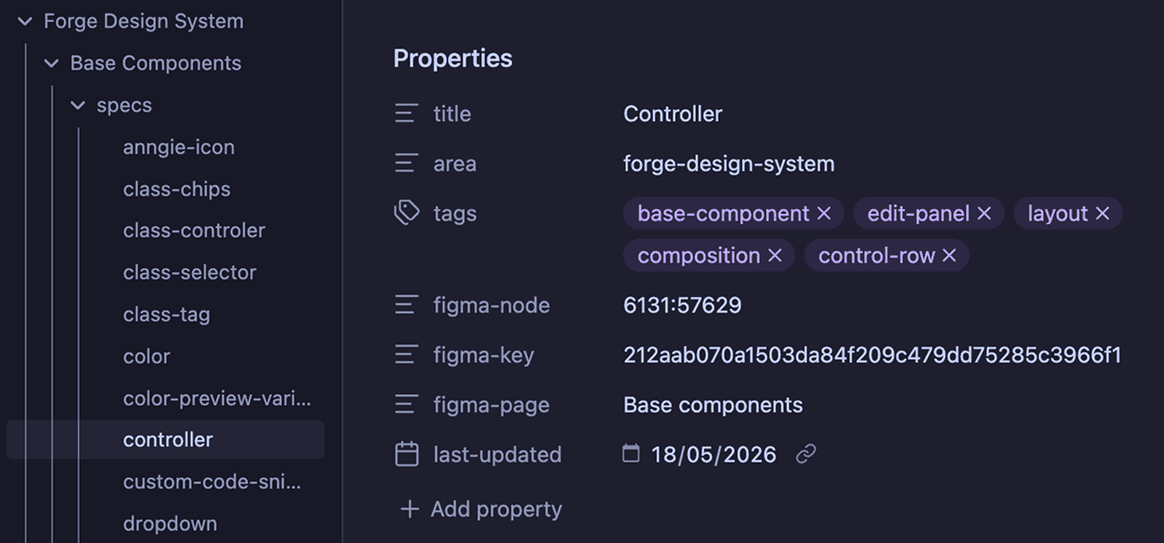 Forge knowledge base folder structure in Cursor/file tree view